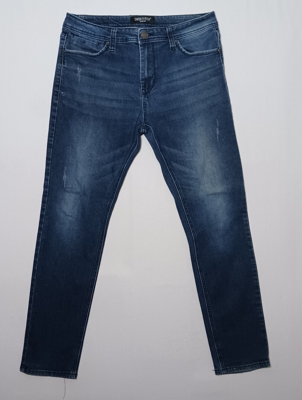 Smoke & Ash Mens Slim Fit Jeans 34X32 Dark Wash Denim Stretch